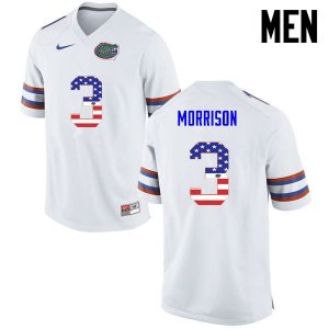 Men's Florida Gators #3 Antonio Morrison NCAA Nike White USA Flag Fashion Authentic Stitched College Football Jersey KHT3262IG